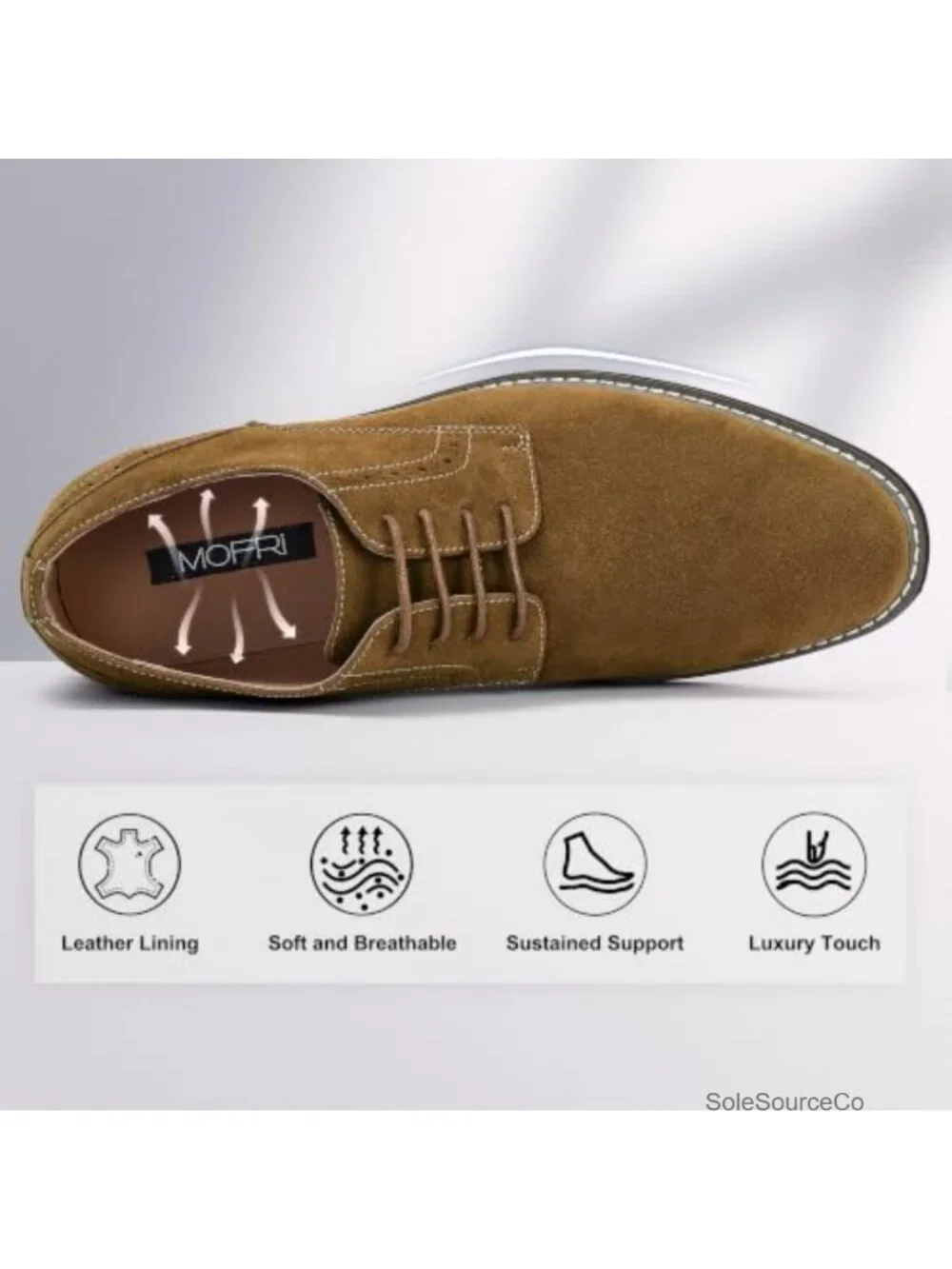 Men's Suede Wingtip Oxford Dress Shoes Lace-Up Business Formal